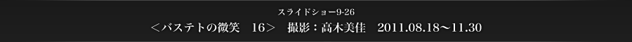 スライドショー9-26　＜バステトの微笑　16＞　撮影：高木美佳　2011.08.18〜11.30